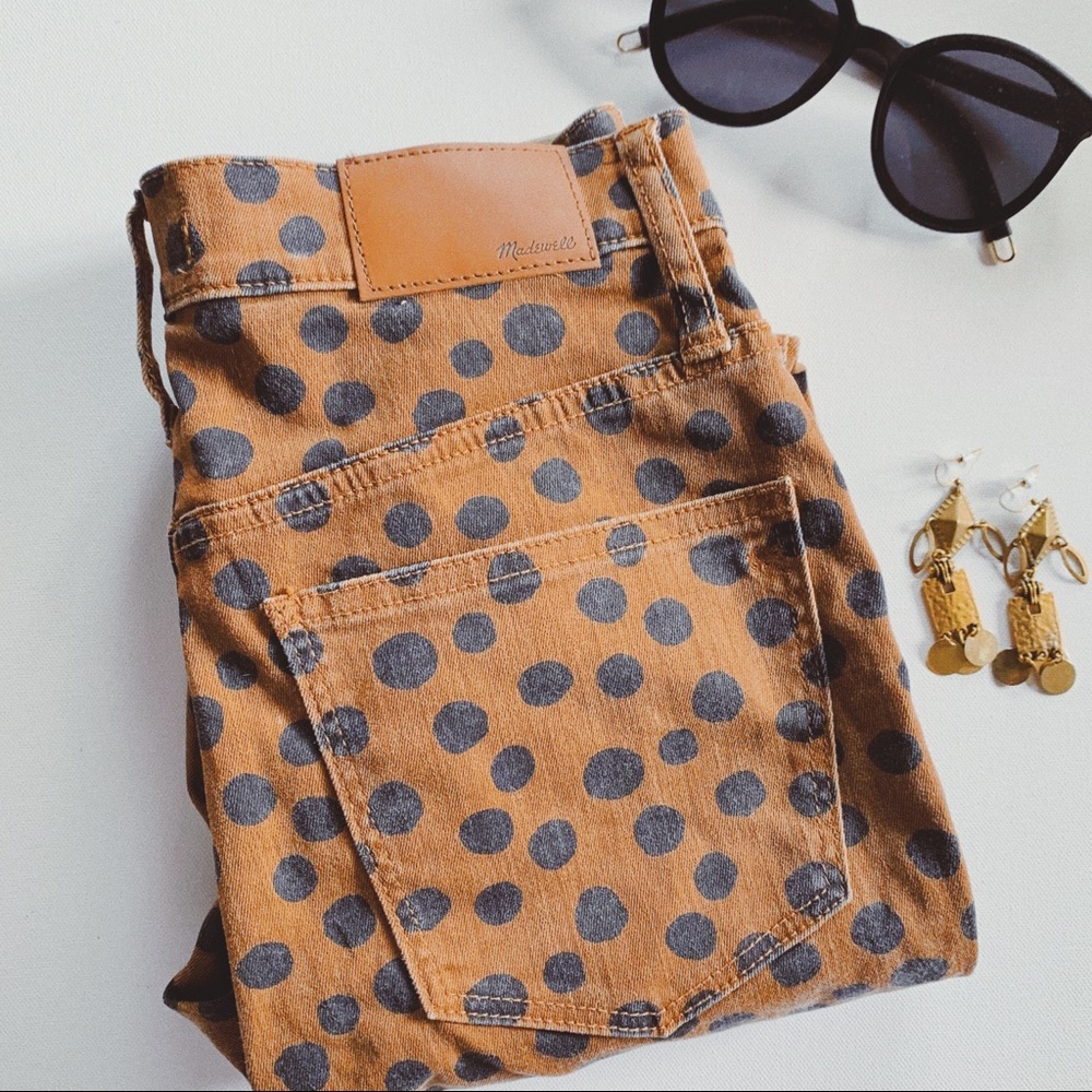 Madewell Brown Polka Dot Skinny Jeans ultra high rise size 27